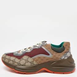 Gucci Multicolor GG Supreme Canvas and Leather Rhyton Sneakers Size 42.5