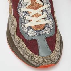 Gucci Multicolor GG Supreme Canvas and Leather Rhyton Sneakers Size 42.5