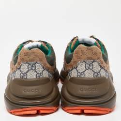 Gucci Multicolor GG Supreme Canvas and Leather Rhyton Sneakers Size 42.5