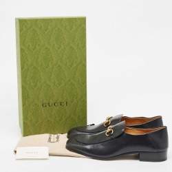Pre Owned Gucci Black Leather Jordaan Loafers Size 44