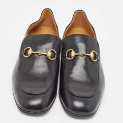 Pre Owned Gucci Black Leather Jordaan Loafers Size 44
