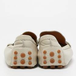 Gucci Cream Leather Web Slip On Loafers Size 43.5