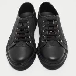 Gucci Black GG Canvas and Leather Low Top Sneakers Size 41.5