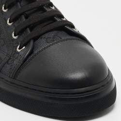 Gucci Black GG Canvas and Leather Low Top Sneakers Size 41.5