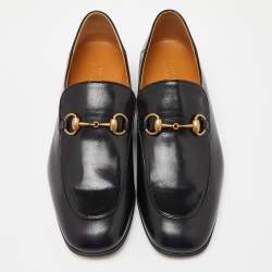 Gucci Black Leather Horsebit Loafers Size 43.5 