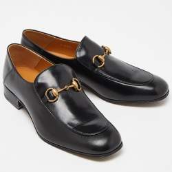 Gucci Black Leather Horsebit Loafers Size 43.5 