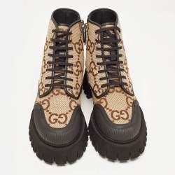 Gucci Beige Jumbo GG Canvas Ankle Boots Size 40.5