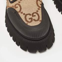 Gucci Beige Jumbo GG Canvas Ankle Boots Size 40.5