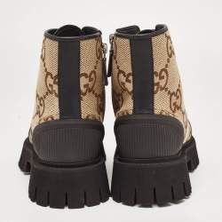 Gucci Beige Jumbo GG Canvas Ankle Boots Size 40.5