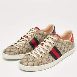 مملوكة مسبقًا Gucci Brown GG Canvas Ace Low Top Sneakers Size 41.5