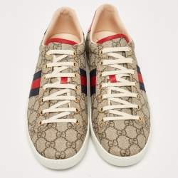 مملوكة مسبقًا Gucci Brown GG Canvas Ace Low Top Sneakers Size 41.5