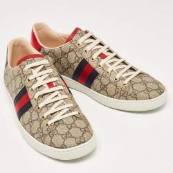 مملوكة مسبقًا Gucci Brown GG Canvas Ace Low Top Sneakers Size 41.5