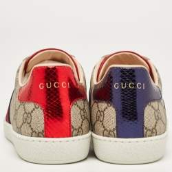 مملوكة مسبقًا Gucci Brown GG Canvas Ace Low Top Sneakers Size 41.5
