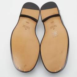 Pre Owned Gucci Black Leather Cara Logo Embellished Loafers Size 44.5