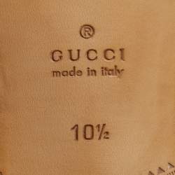 Pre Owned Gucci Black Leather Cara Logo Embellished Loafers Size 44.5