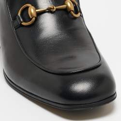 Pre Owned Gucci Black Leather Horsebit Slip On Loafers Size 42
