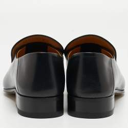 Pre Owned Gucci Black Leather Horsebit Slip On Loafers Size 42