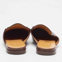 Gucci Dark Brown Leather Princetown Flat Mules Size 42