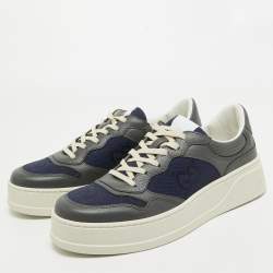 Gucci Navy Blue/Grey GG Canvas and Leather Chunky B Sneakers Size 43