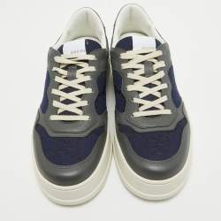 Gucci Navy Blue/Grey GG Canvas and Leather Chunky B Sneakers Size 43