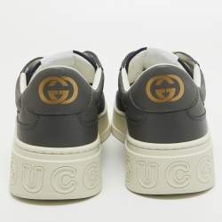 Gucci Navy Blue/Grey GG Canvas and Leather Chunky B Sneakers Size 43