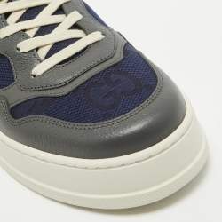 Gucci Navy Blue/Grey GG Canvas and Leather Chunky B Sneakers Size 43