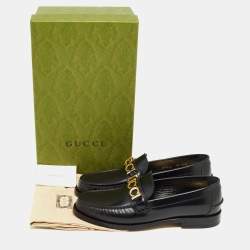 Pre Owned حذاء لوفرز غوتشي كارا جلد أسود مقاس 43.5