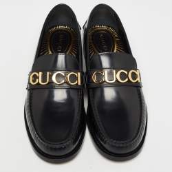 Pre Owned حذاء لوفرز غوتشي كارا جلد أسود مقاس 43.5