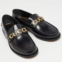 Pre Owned حذاء لوفرز غوتشي كارا جلد أسود مقاس 43.5