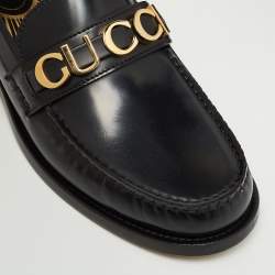 Pre Owned حذاء لوفرز غوتشي كارا جلد أسود مقاس 43.5