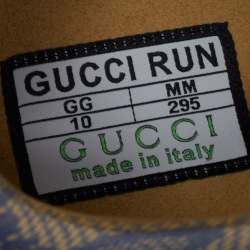 Pre Owned Gucci Beige/Blue GG Printed Leather Run Sneakers Size 44