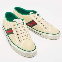 Gucci Cream Canvas Tennis 1977 Sneakers Size 42.5