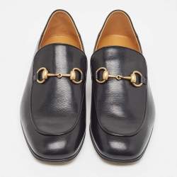 Pre Owned Gucci Black Leather Horsebit Foldable Loafers Size 42