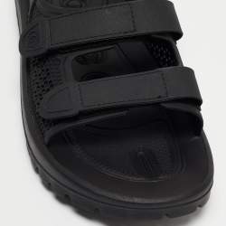 Gucci Black Honeycomb Rubber Flat Sandals Size 44