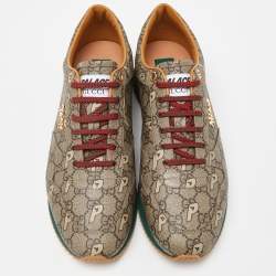 Pre Owned Gucci x Palace Brown GG Supreme Canvas and Leather Sneakers Size 44