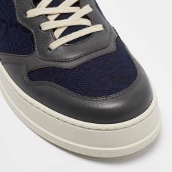 Pre Owned Gucci Blue/Grey Jumbo GG Canvas and Leather Low Top Sneakers Size 44.5