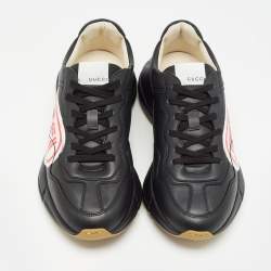 Gucci Black Leather Logo Rhyton Sneakers Size 41