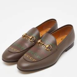 Gucci Brown Leather Jordaan Loafers Size 43.5