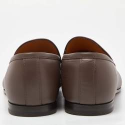 Gucci Brown Leather Jordaan Loafers Size 43.5