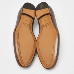 Gucci Brown Leather Jordaan Loafers Size 43.5