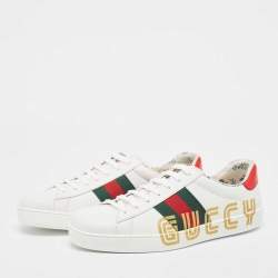 Gucci White Leather Guccy Ace Low Top Sneakers Size 41 