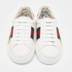 Gucci White Leather Guccy Ace Low Top Sneakers Size 41 