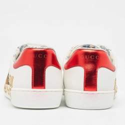 Gucci White Leather Guccy Ace Low Top Sneakers Size 41 