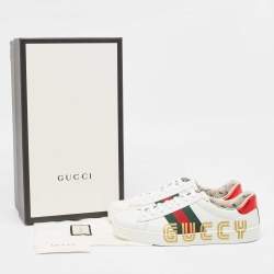 Gucci White Leather Guccy Ace Low Top Sneakers Size 41 