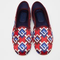 Gucci Multicolor Isometric G Print Satin Smoking Slippers Size 44