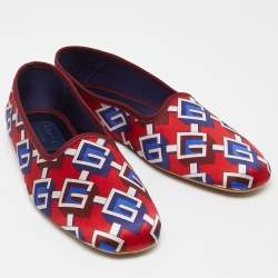 Gucci Multicolor Isometric G Print Satin Smoking Slippers Size 44