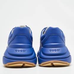 Pre Owned Gucci Blue Leather NY Yankees Rhyton Sneakers Size 41