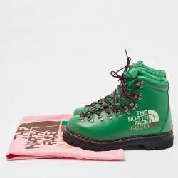 Gucci x The North Face Green Leather Hiking Ankle Boots Size 42.5