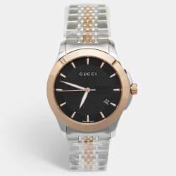 Gucci Black Two Tone Stainless Steel G-Timeless YA126410 Men's Wristwatch 38 mm 