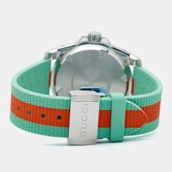 Gucci Silver Stainless Steel Rubber Dive YA136351 Men's Wristwatch 40 mm